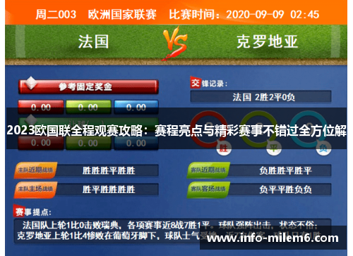 2023欧国联全程观赛攻略：赛程亮点与精彩赛事不错过全方位解